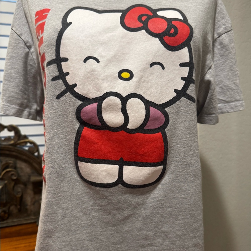 Hello Kitty Gray Tee with Red and Pink Accents